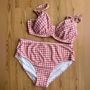 Kona Sol Pink Plaid Bikini L
